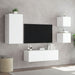 Comode TV de perete cu lumini LED, 4 piese, alb - WALTI WALTI