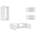 Comode TV de perete cu lumini LED, 4 piese, alb - WALTI WALTI