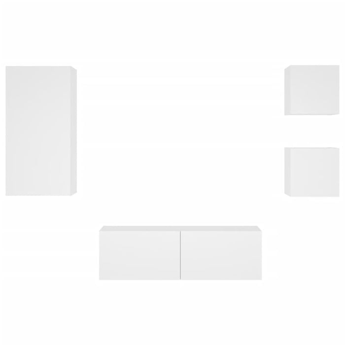 Comode TV de perete cu lumini LED, 4 piese, alb - WALTI WALTI