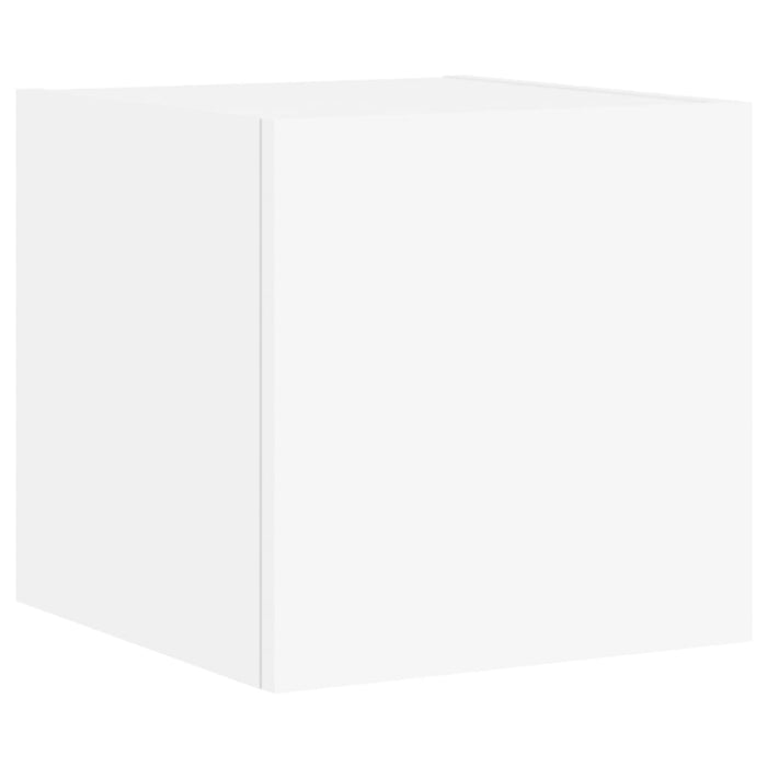 Comode TV de perete cu lumini LED, 4 piese, alb - WALTI WALTI