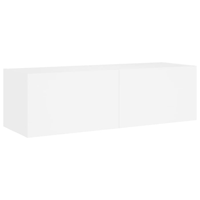 Comode TV de perete cu lumini LED, 4 piese, alb - WALTI WALTI