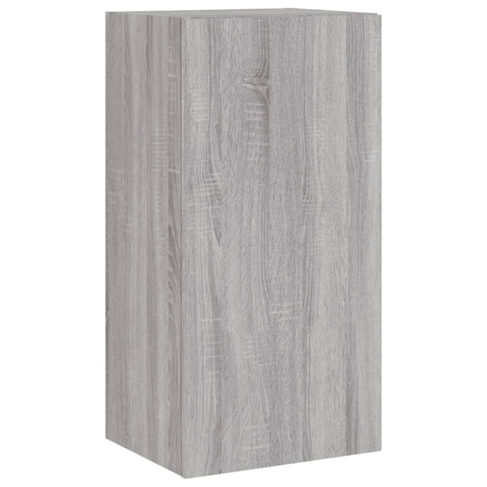 Comode TV de perete cu lumini LED, 4 piese, gri sonoma WALTI