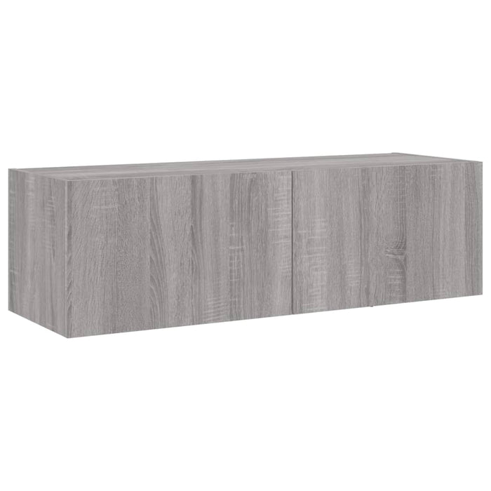 Comode TV de perete cu lumini LED, 4 piese, gri sonoma WALTI