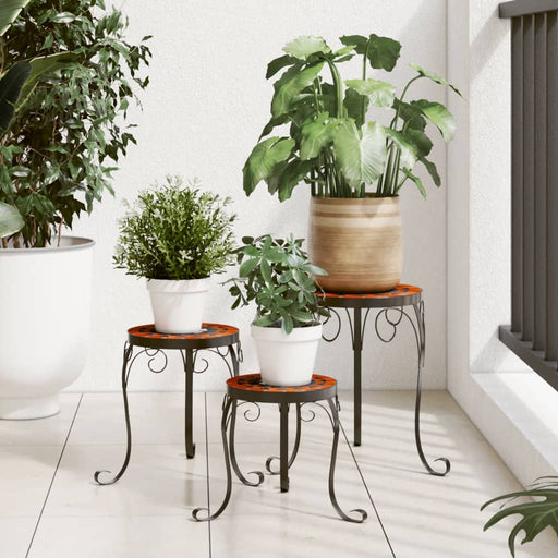 Suporturi pentru plante, 3 buc., cărămiziu și alb, ceramică - WALTI WALTI