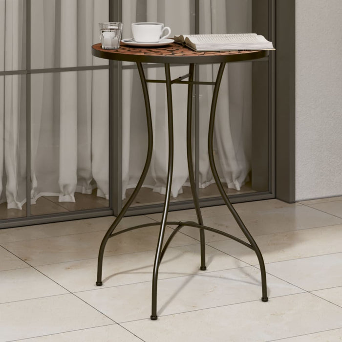Masă de bistro, cărămiziu, Ø50x70 cm, ceramică, model mozaic - WALTI WALTI