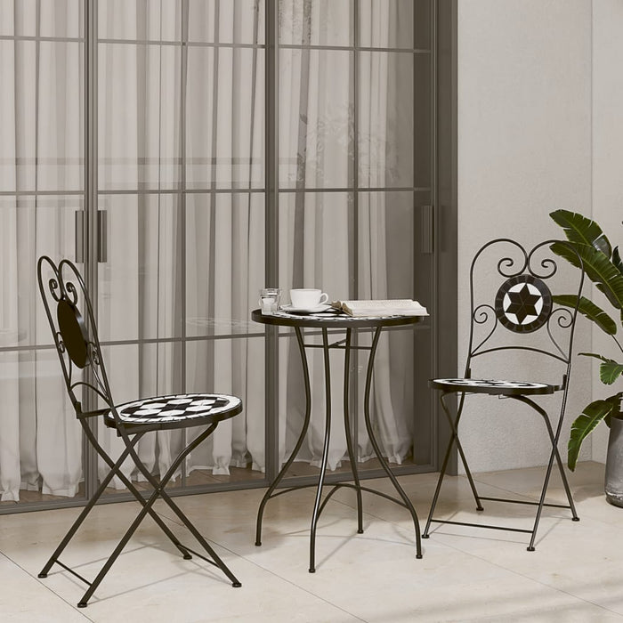 Masă de bistro, negru și alb, Ø50x70 cm, ceramică, mozaic - WALTI WALTI