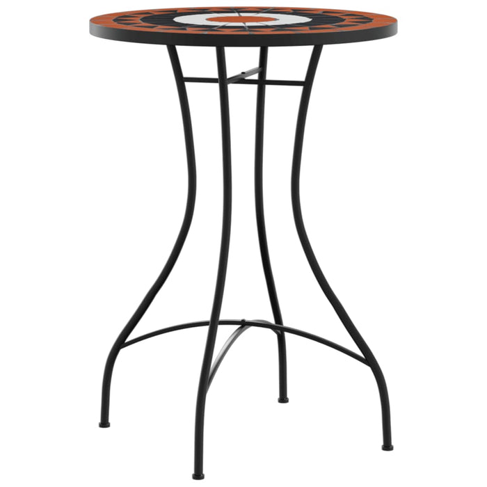 Masă de bistro mozaic, cărămiziu și alb, Ø50x70 cm, ceramică - WALTI WALTI