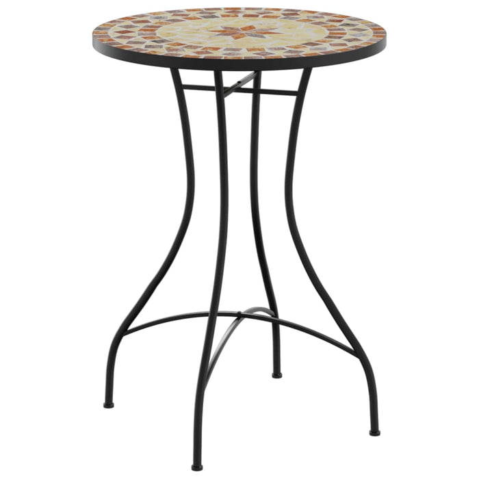 Masă de bistro mozaic, cărămiziu și alb, Ø50x70 cm, ceramică - WALTI WALTI