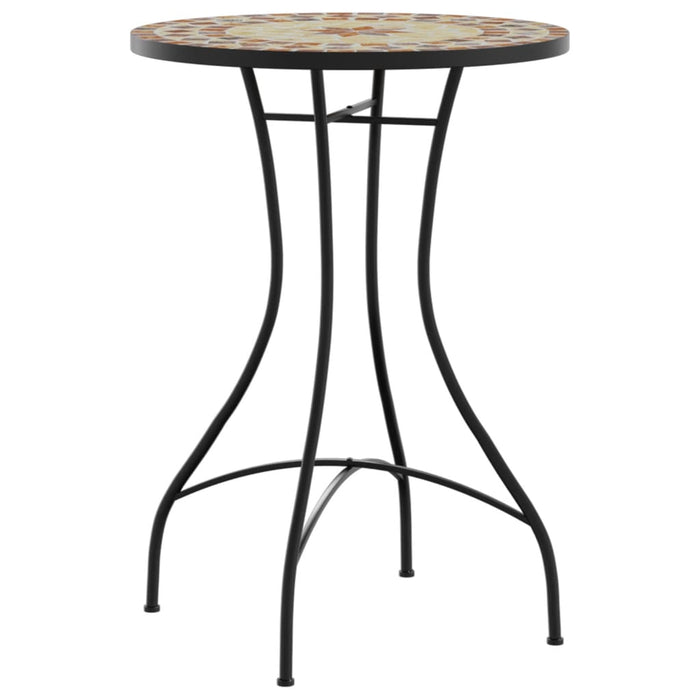 Masă de bistro mozaic, cărămiziu și alb, Ø50x70 cm, ceramică - WALTI WALTI