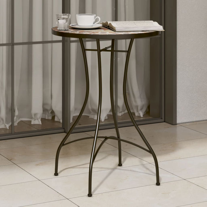 Masă de bistro mozaic, cărămiziu și alb, Ø50x70 cm, ceramică - WALTI WALTI