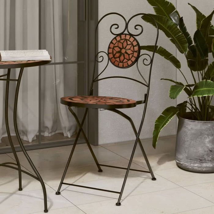 Scaune de bistro pliabile, 2 buc., cărămiziu, ceramică - WALTI WALTI
