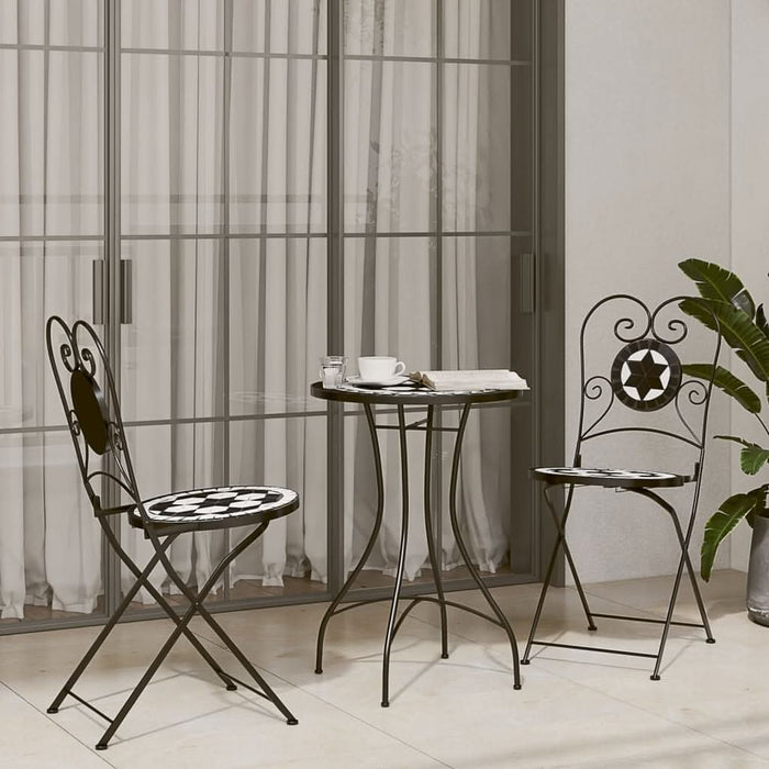Scaune de bistro pliabile, 2 buc., negru și alb, ceramică - WALTI WALTI