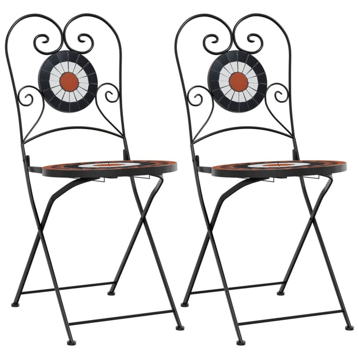 Scaune de bistro pliabile, 2 buc., cărămiziu și alb, ceramică - WALTI WALTI