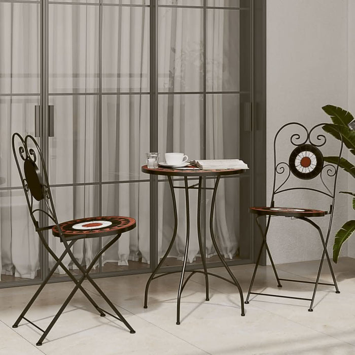 Scaune de bistro pliabile, 2 buc., cărămiziu și alb, ceramică - WALTI WALTI