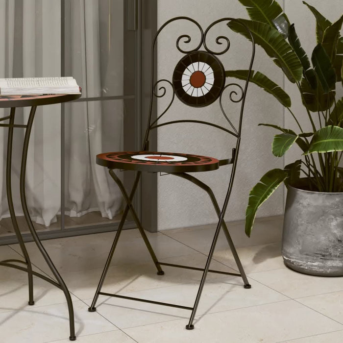 Scaune de bistro pliabile, 2 buc., cărămiziu și alb, ceramică - WALTI WALTI