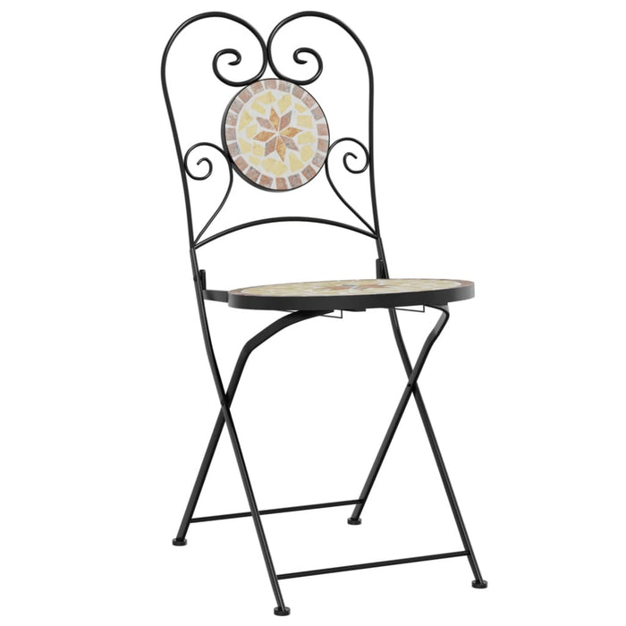 Scaune de bistro pliabile, 2 buc., cărămiziu și alb, ceramică - WALTI WALTI