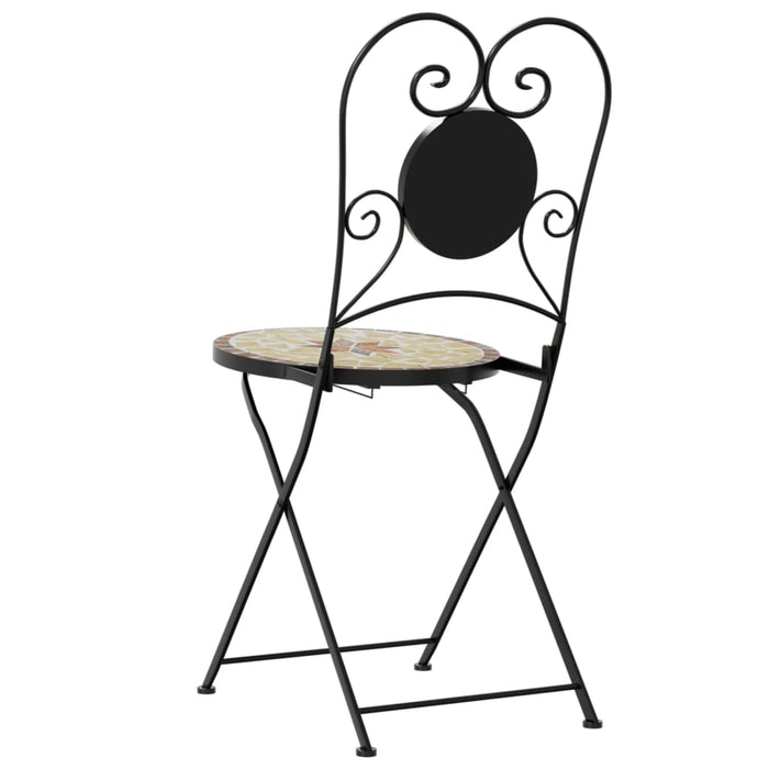 Scaune de bistro pliabile, 2 buc., cărămiziu și alb, ceramică - WALTI WALTI