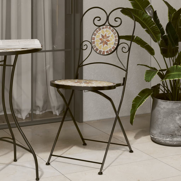 Scaune de bistro pliabile, 2 buc., cărămiziu și alb, ceramică - WALTI WALTI