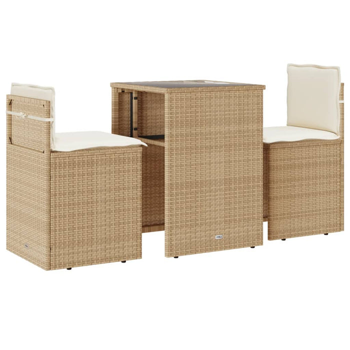 Set bistro cu perne, 3 piese, bej, poliratan - WALTI WALTI