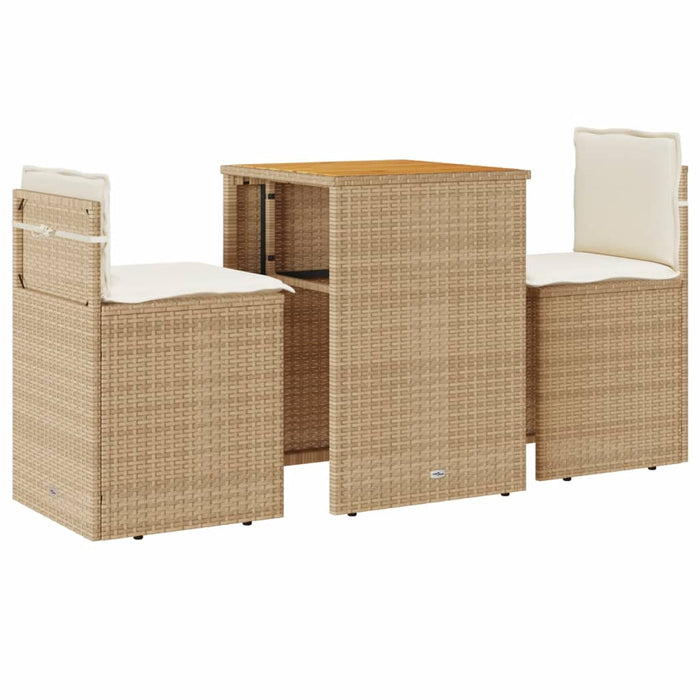 Set bistro cu perne, 3 piese, bej, poliratan - WALTI WALTI