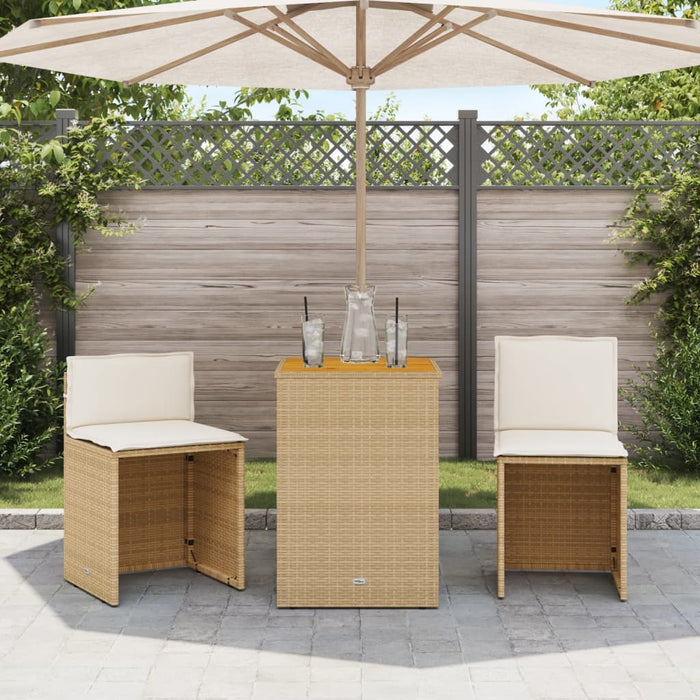 Set bistro cu perne, 3 piese, bej, poliratan - WALTI WALTI