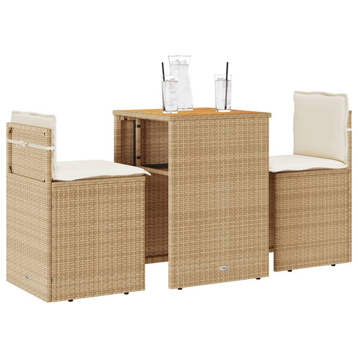 Set bistro cu perne, 3 piese, bej, poliratan - WALTI WALTI