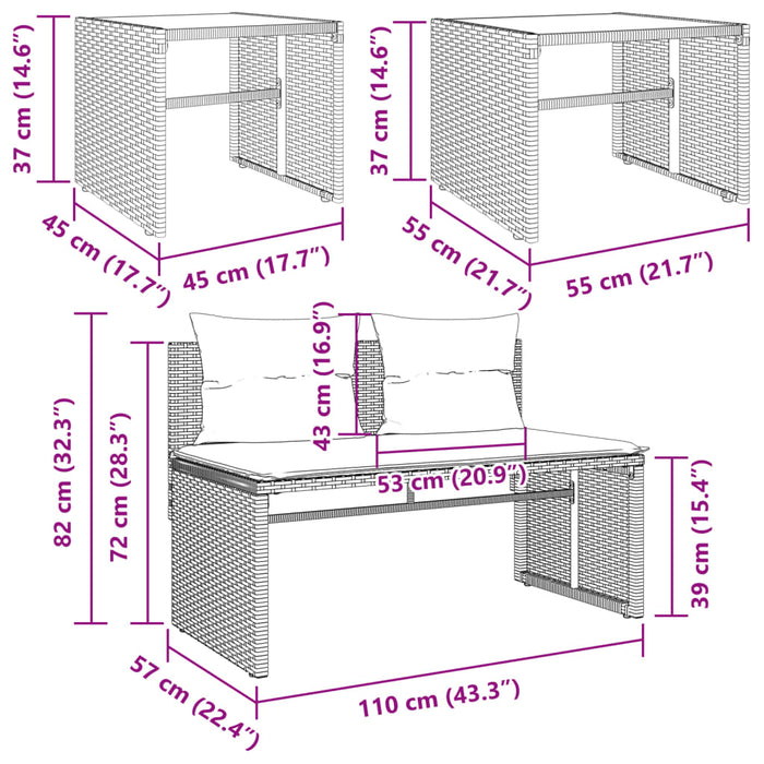 Set canapele de grădină, 4 piese, cu perne, bej, poliratan - WALTI WALTI