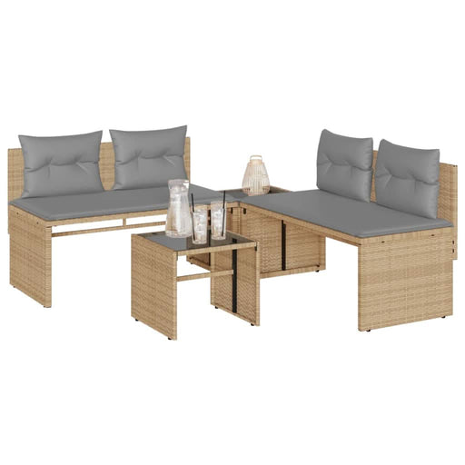 Set canapele de grădină, 4 piese, cu perne, bej, poliratan - WALTI WALTI