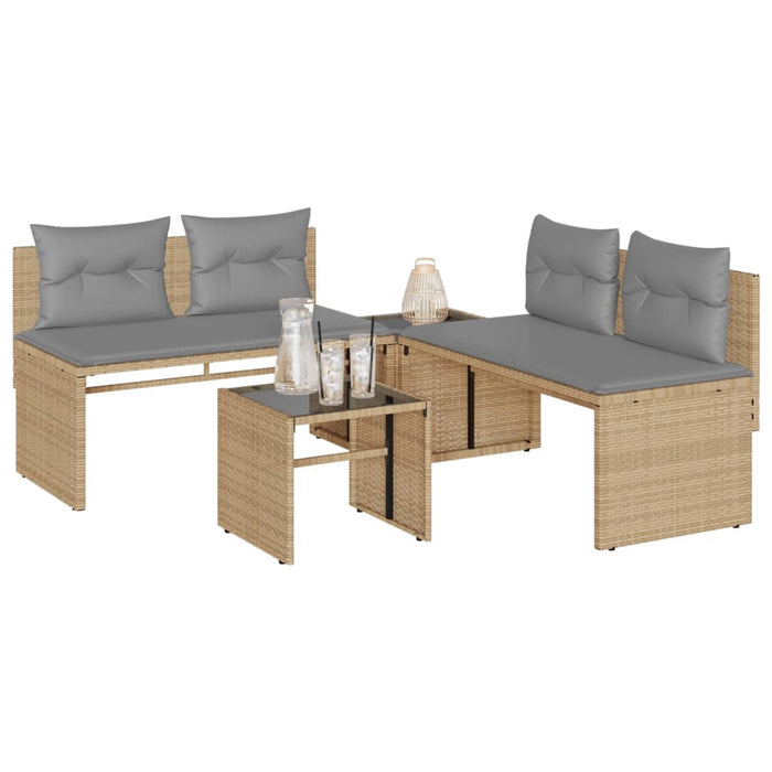 Set canapele de grădină, 4 piese, cu perne, bej, poliratan - WALTI WALTI