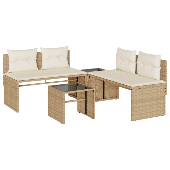 Set canapele de grădină, 4 piese, cu perne, bej, poliratan - WALTI WALTI