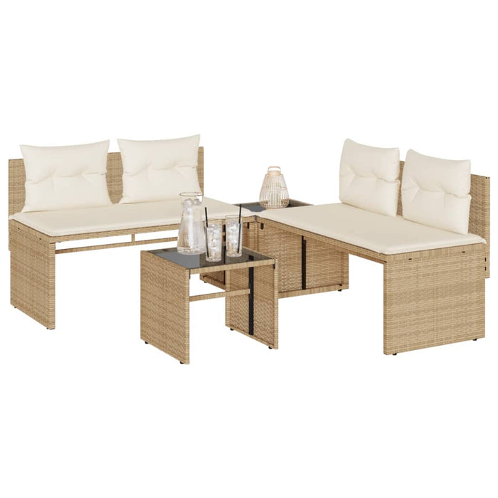 Set canapele de grădină, 4 piese, cu perne, bej, poliratan - WALTI WALTI