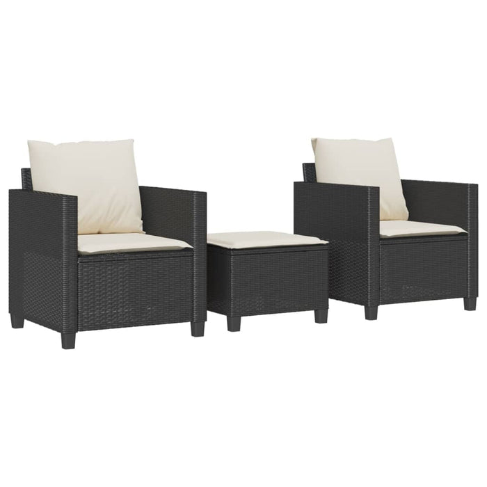 Set bistro cu perne, 3 piese, negru, poliratan - WALTI WALTI