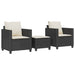 Set bistro cu perne, 3 piese, negru, poliratan - WALTI WALTI