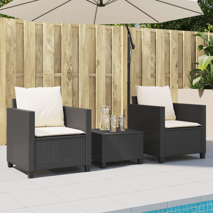 Set bistro cu perne, 3 piese, negru, poliratan - WALTI WALTI