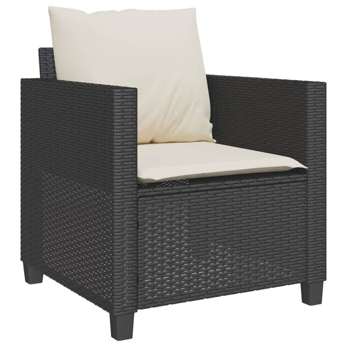 Set bistro cu perne, 3 piese, negru, poliratan - WALTI WALTI