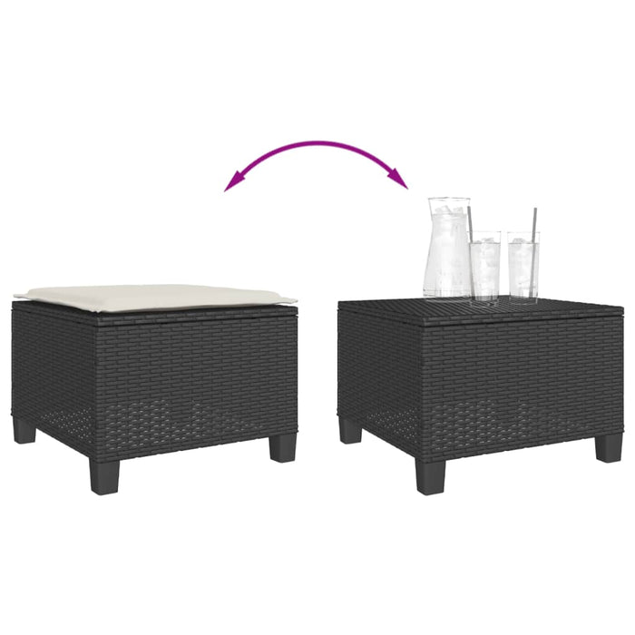 Set bistro cu perne, 3 piese, negru, poliratan - WALTI WALTI