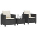 Set bistro cu perne, 3 piese, negru, poliratan - WALTI WALTI