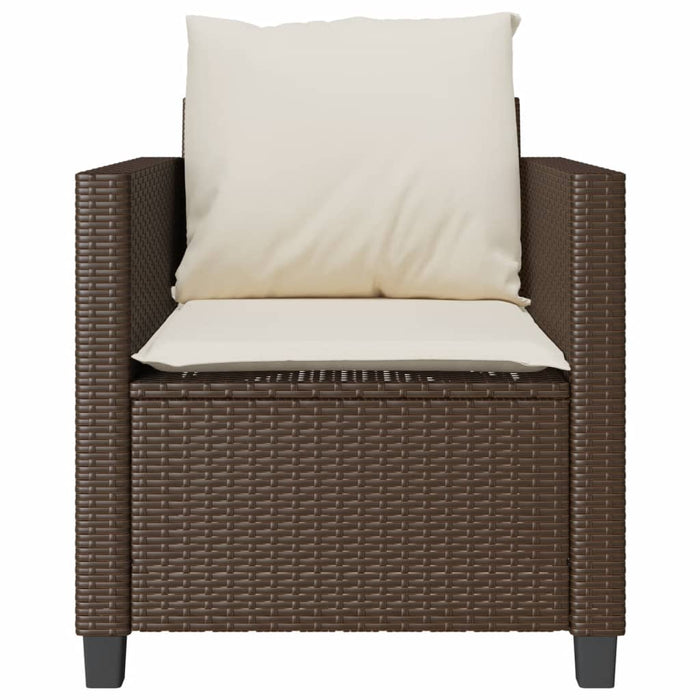 Set bistro cu perne, 3 piese, maro, poliratan - WALTI WALTI
