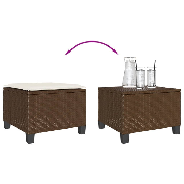 Set bistro cu perne, 3 piese, maro, poliratan - WALTI WALTI
