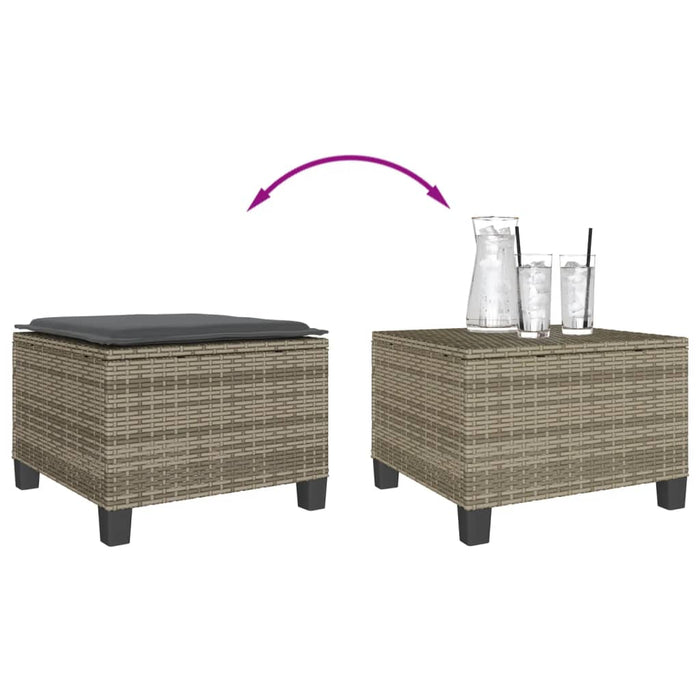 Set bistro de grădină cu perne, 3 piese, gri, poliratan - WALTI WALTI