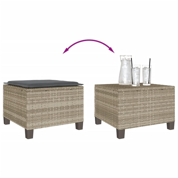 Set bistro cu perne, 3 piese, gri deschis, poliratan - WALTI WALTI