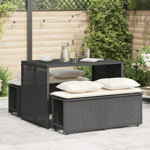Set mobilier de grădină cu perne, 3 piese, negru, poliratan - WALTI WALTI