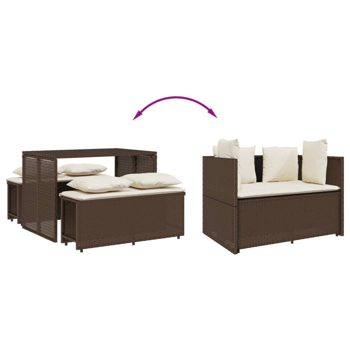 Set mobilier de grădină cu perne, 3 piese, maro, poliratan - WALTI WALTI