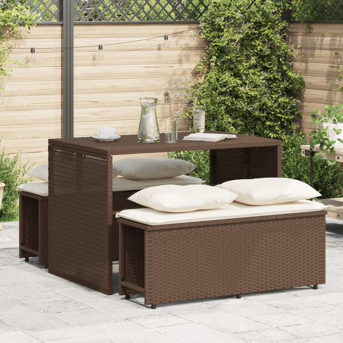 Set mobilier de grădină cu perne, 3 piese, maro, poliratan - WALTI WALTI