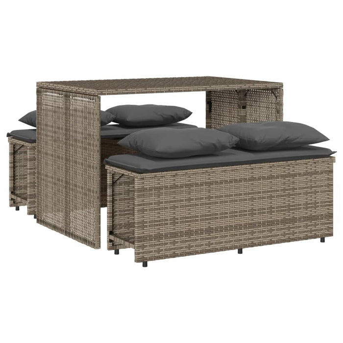 Set mobilier de grădină cu perne, 3 piese, gri, poliratan - WALTI WALTI