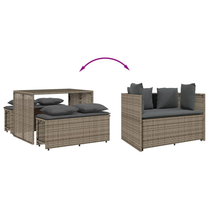 Set mobilier de grădină cu perne, 3 piese, gri, poliratan - WALTI WALTI