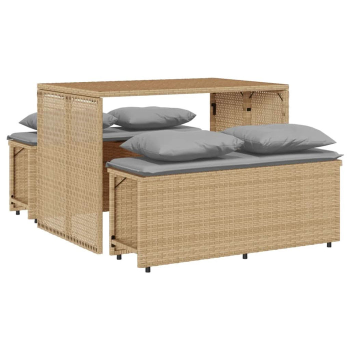 Set mobilier de grădină cu perne, 3 piese, bej, poliratan - WALTI WALTI