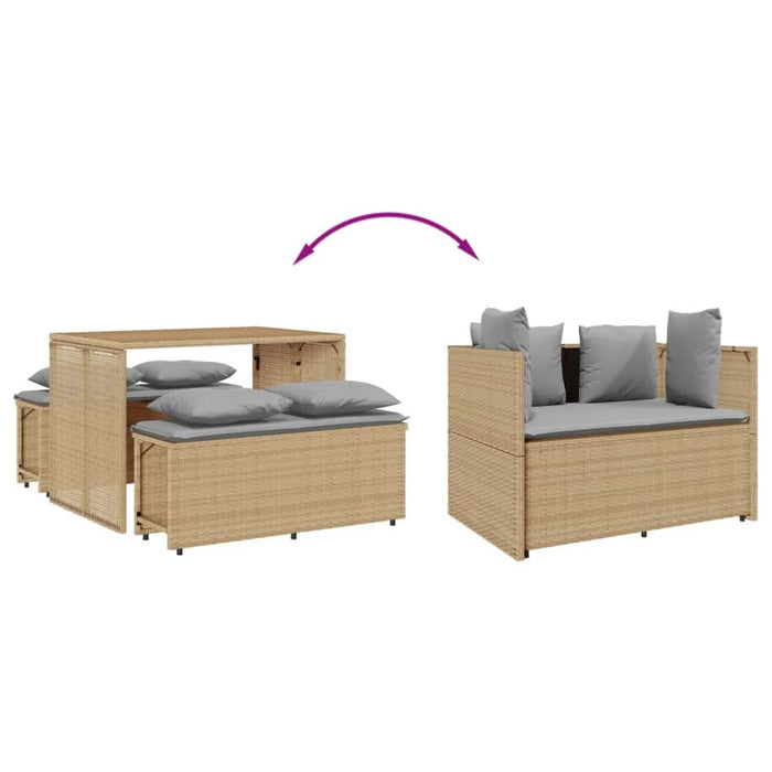 Set mobilier de grădină cu perne, 3 piese, bej, poliratan - WALTI WALTI