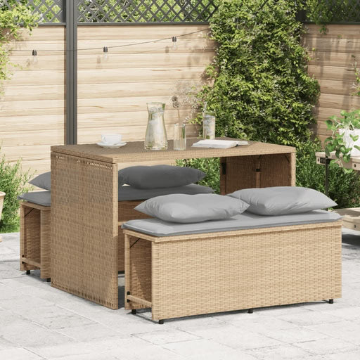 Set mobilier de grădină cu perne, 3 piese, bej, poliratan - WALTI WALTI