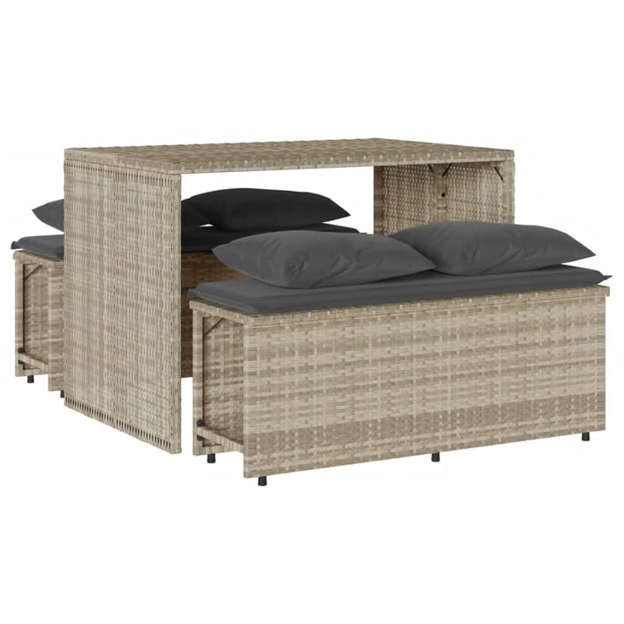 Set mobilier de grădină cu perne, 3 piese,gri deschis,poliratan - WALTI WALTI